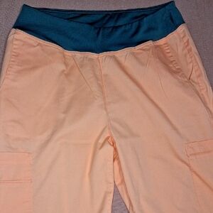 Allure White Cross Scrub Pants Peach with Grey Waistband, Small